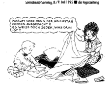 Karikatur zur Reichstagsverhüllung aus der taz, die tageszeitung