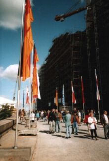 Auf der Baustelle des Berliner Reichstagsgebäudes
