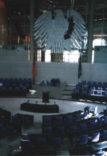 Berliner Reichstagsgebäude - Blick in den Plenarsaal