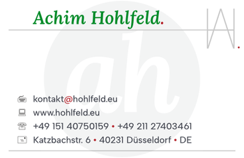 Achim Hohlfeld · Katzbachstraße 6 · 40231 Düsseldorf · Bundesrepublik Deutschland · kontakt@hohlfeld.eu