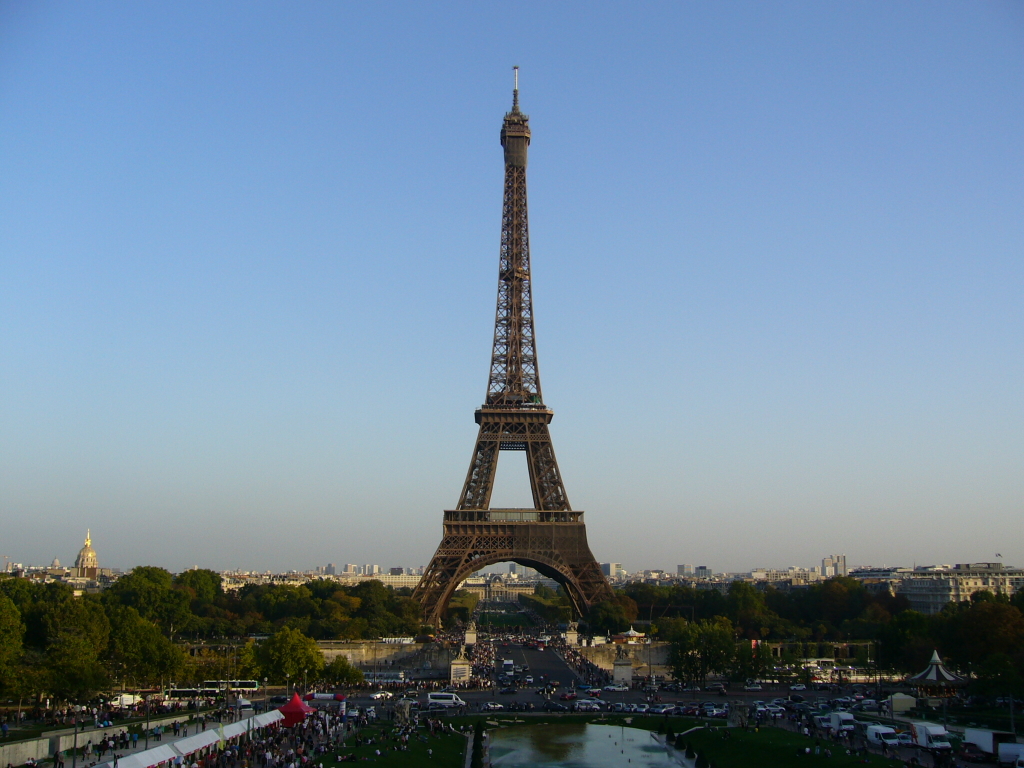 Blick auf den Eiffelturm vom Jardin du Trocadéro